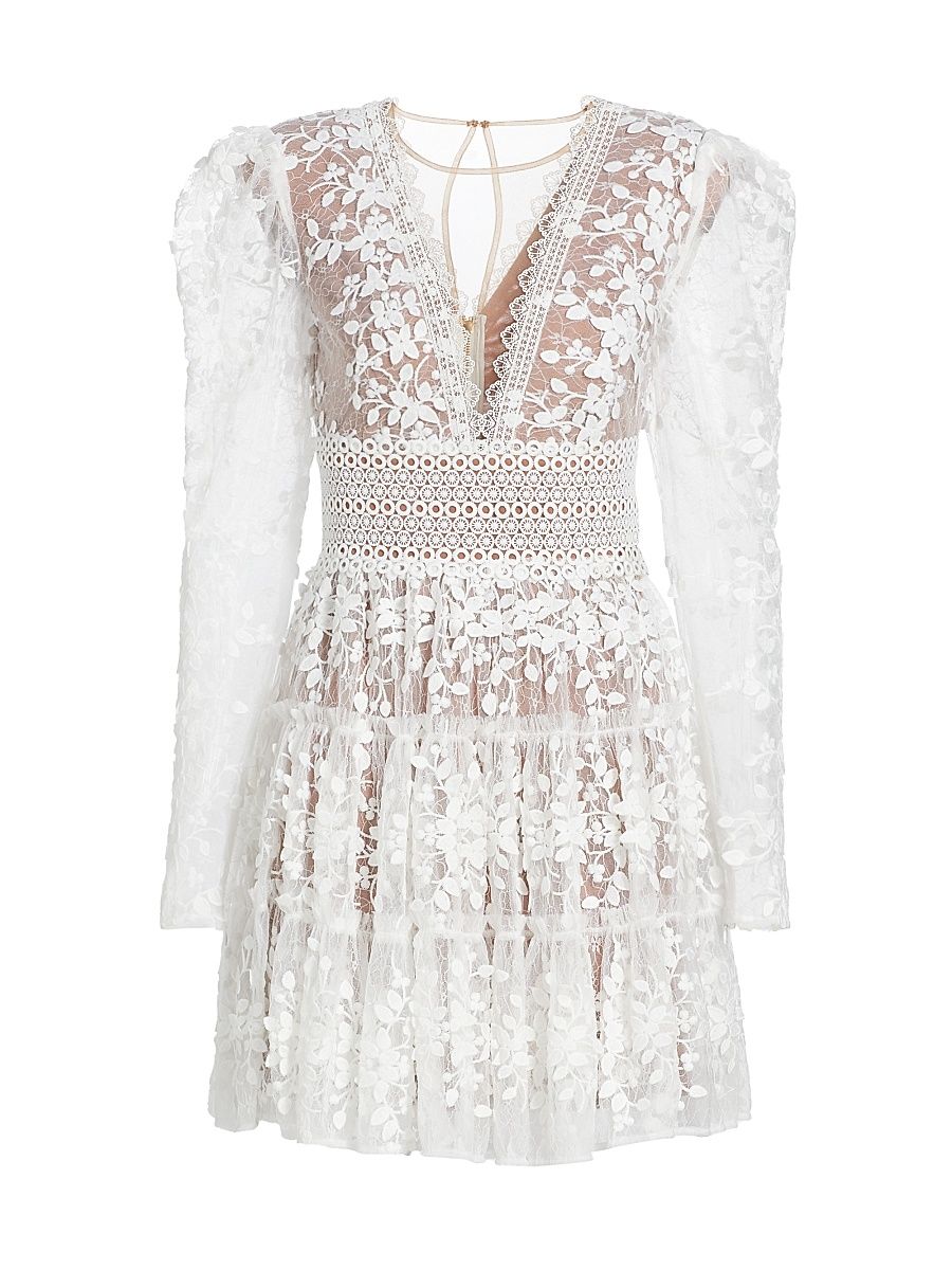 Women's Megan Long-Sleeve Minidress - White - Size XL