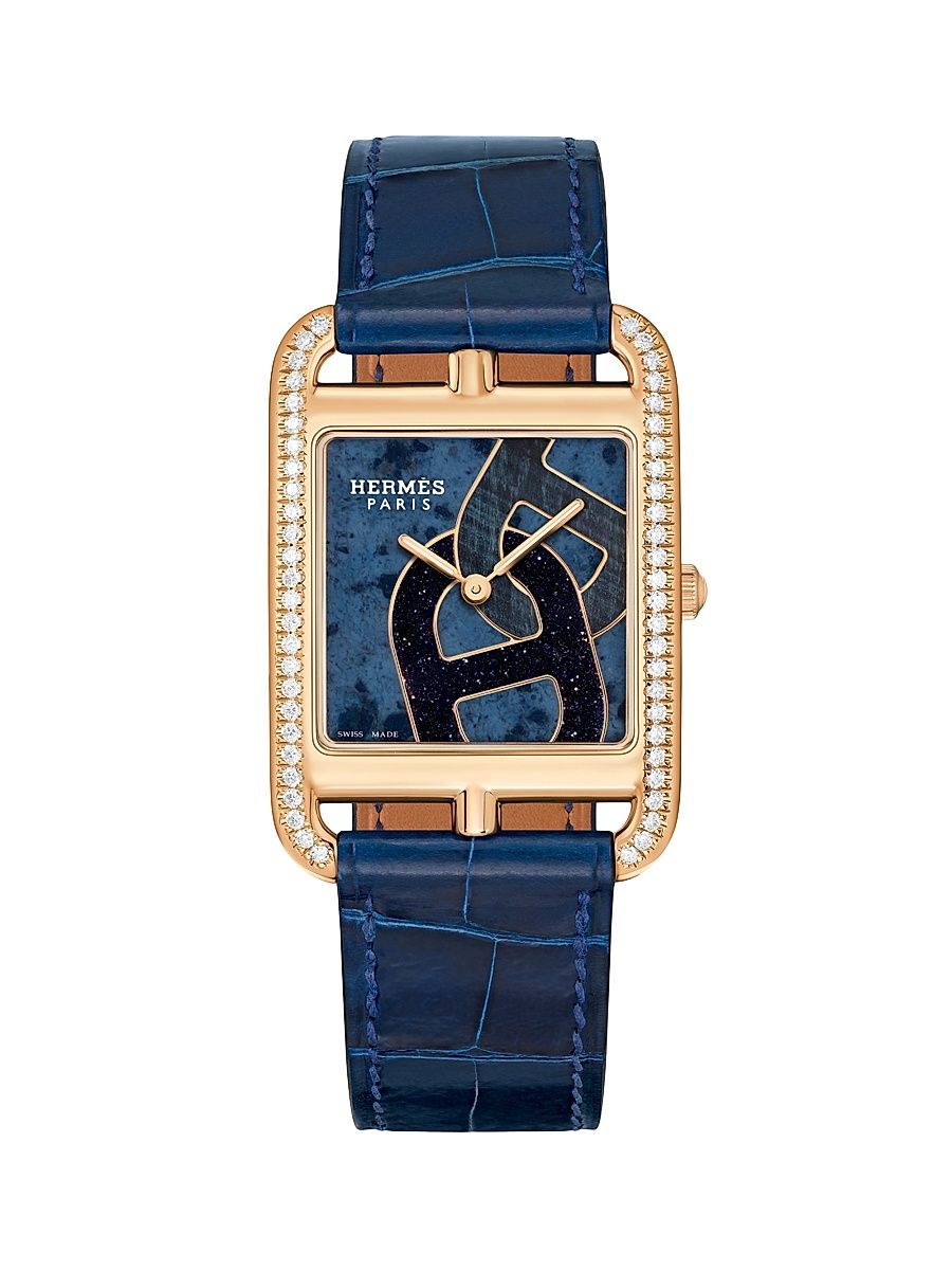 Women's Cape Cod Anchor Chain 18K Rose Gold, Dumortierite & Alligator-Strap Watch/37MM - Rose Gold