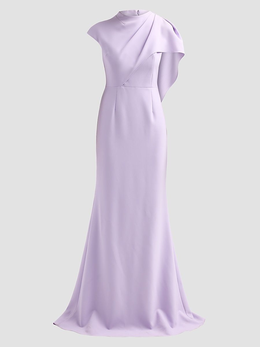 Women's Asymmetric Drape Cape Gown - Lavender - Size 18