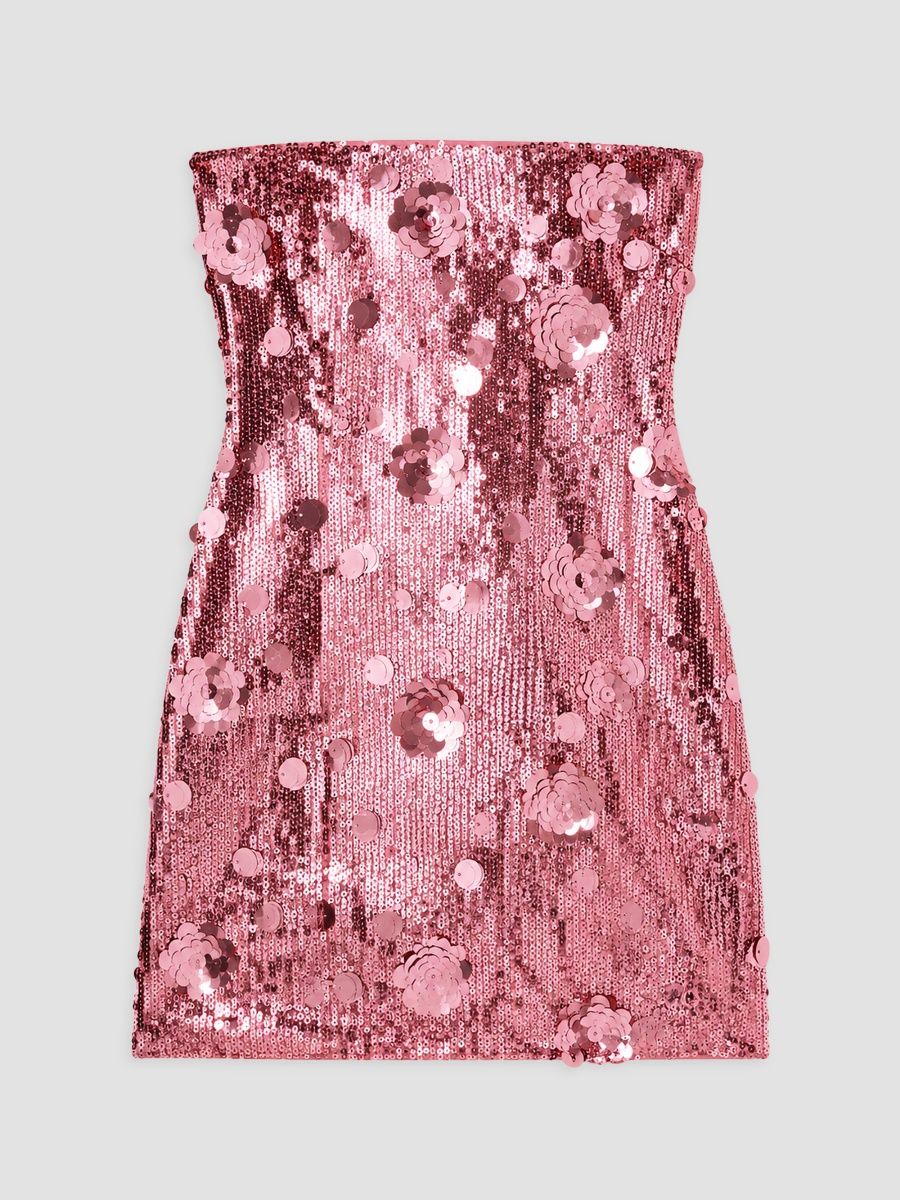 Theme Girl's Girl's Sequined Strapless Mini Dress - Pink - Size 16