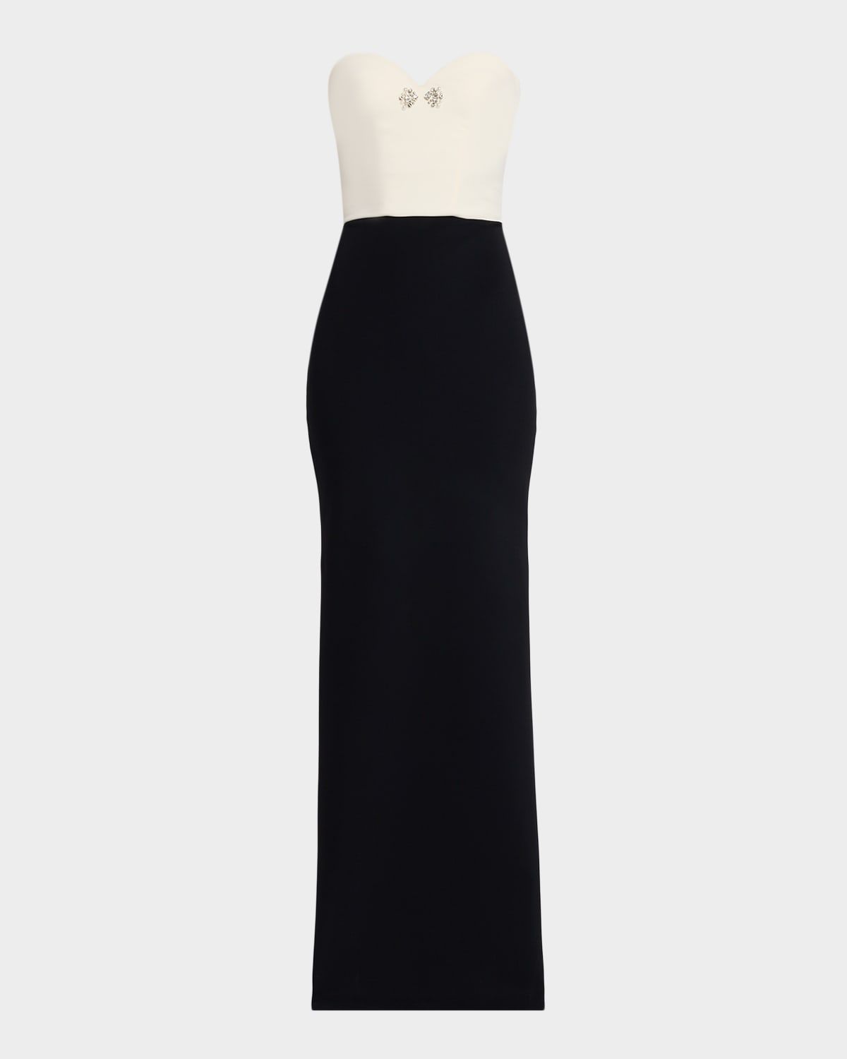 Renta Strapless Two-Tone Column Gown