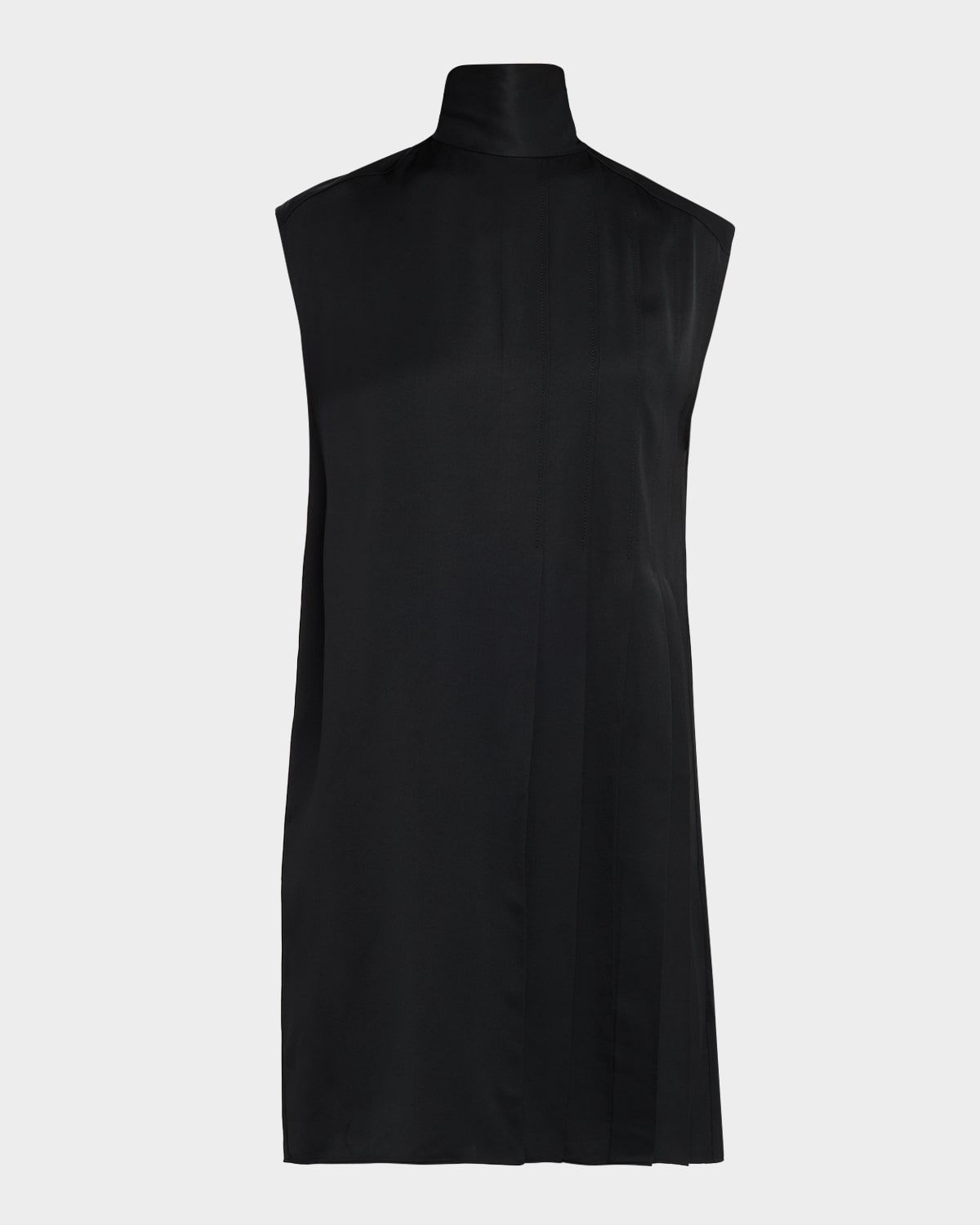 Sandy Pleated Sleeveless Crepe Mini Dress