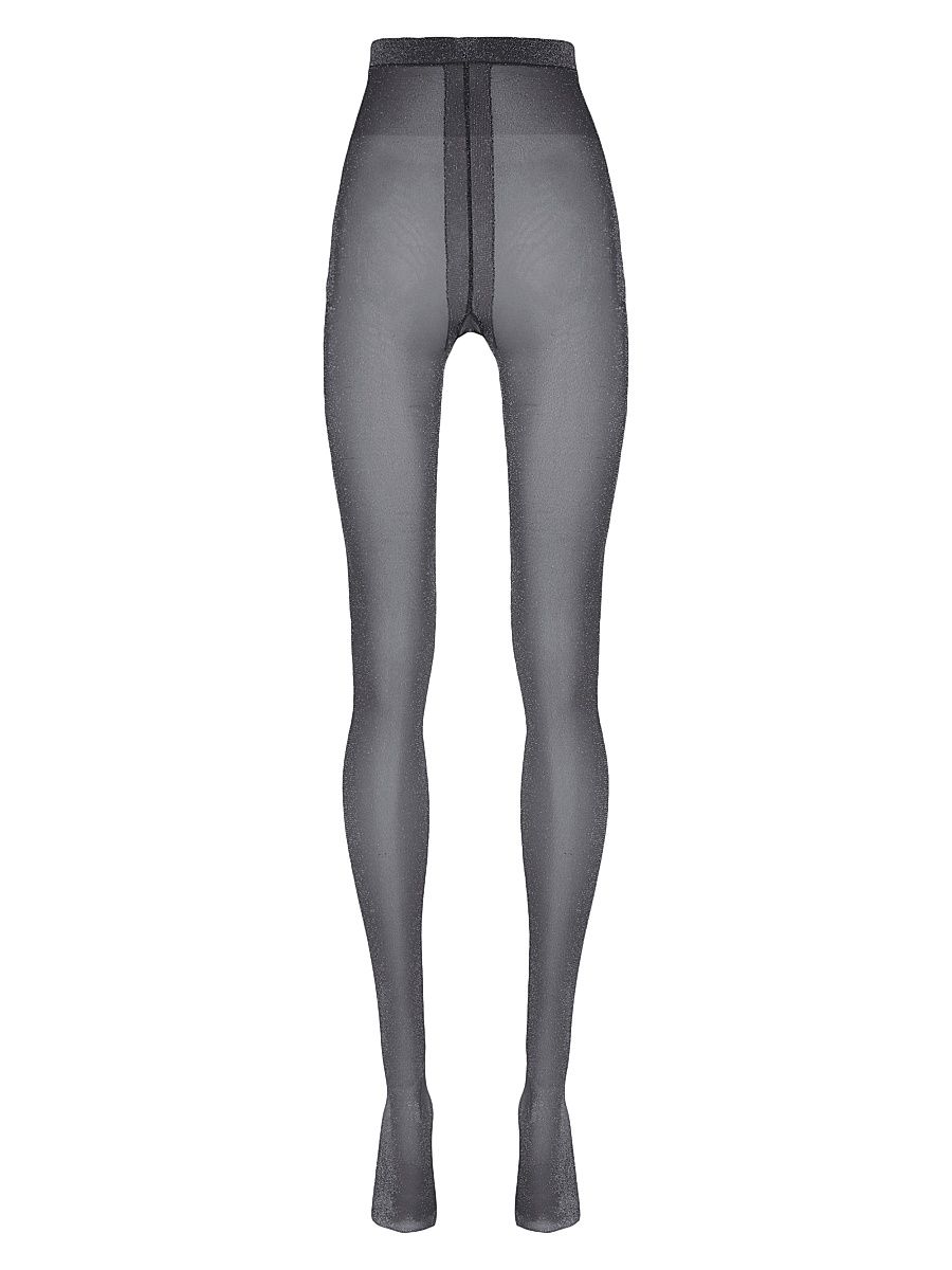 Women's Shimmer Tights - Black Silver Lurex - Size XS