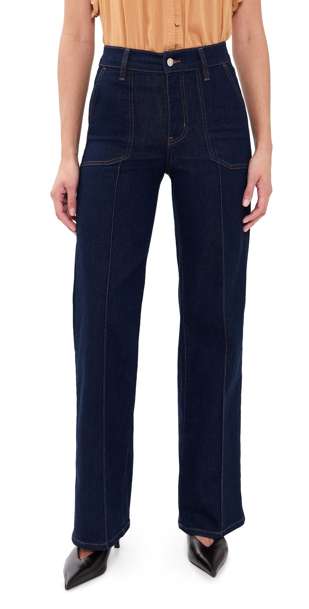 FRAME Le Slim Palazzo Pintuck Pocket Jeans Rinse 24