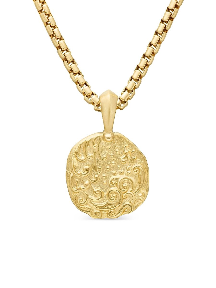 Men's Amulet in 18K Yellow Gold - Aquarius