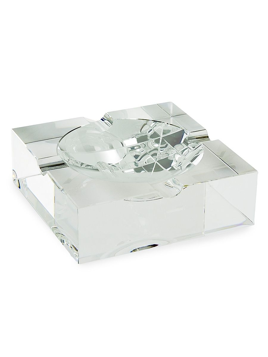 Crystal Large Square Cigar Ashtray - Clear