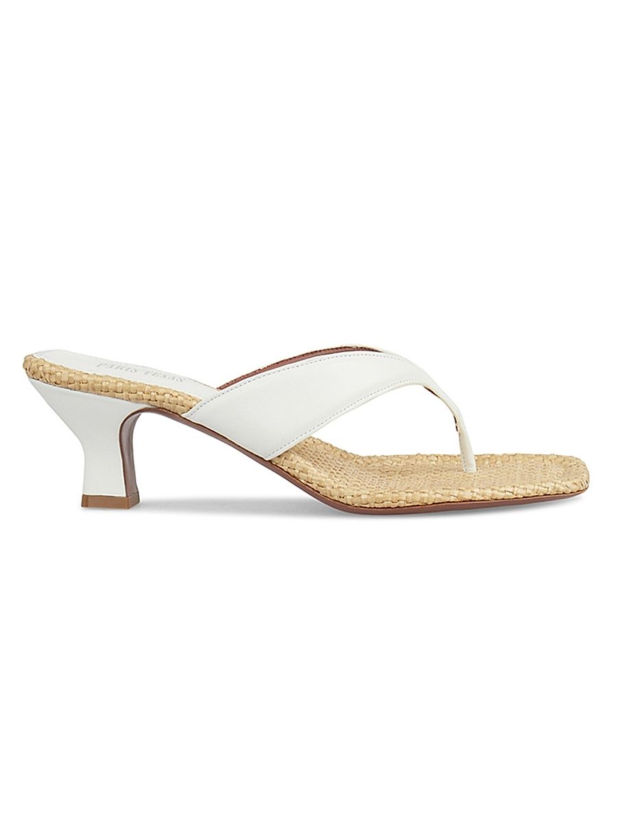 Women's Portofino 55MM Leather Sandals - Optic White Natural - Size 11