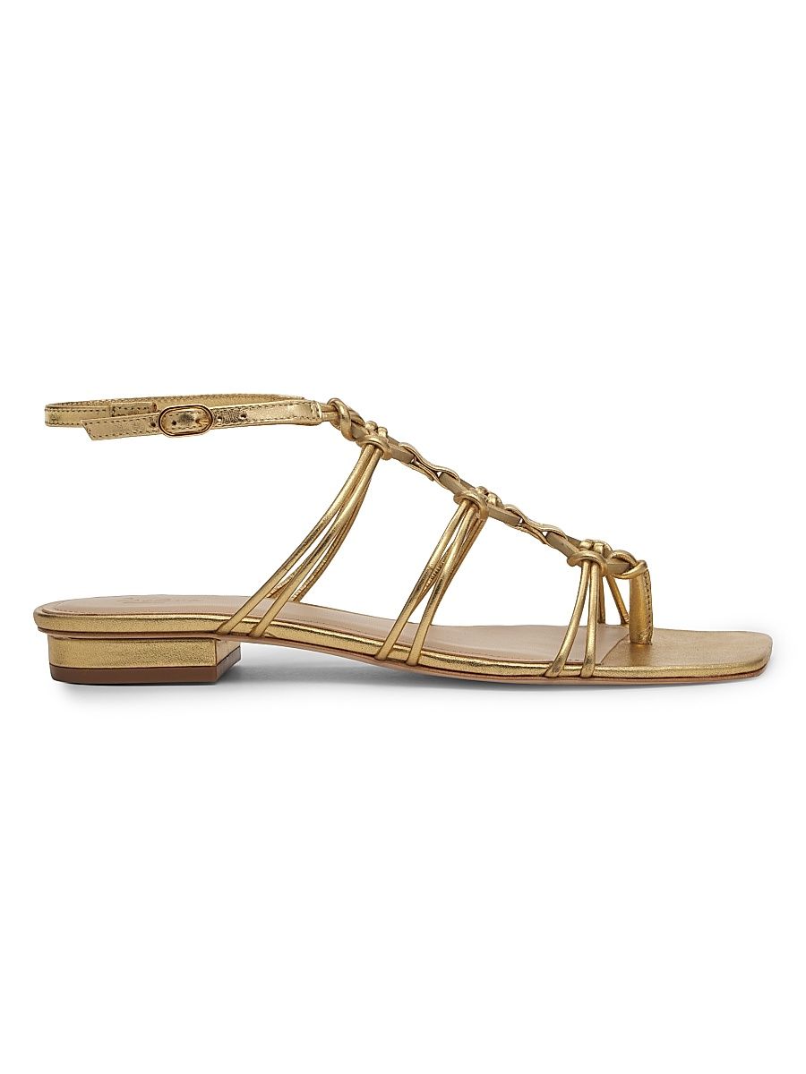 Women's Strappy Gladiator Metallic Leather Sandals - Gold - Size 7