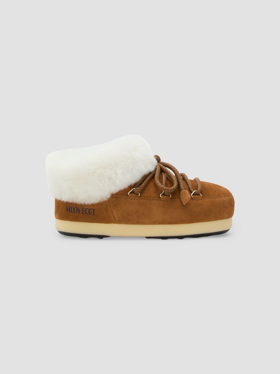 Moon Boot Women's Evx Shearling & Suede Mules - Cognac Natural - Size 5