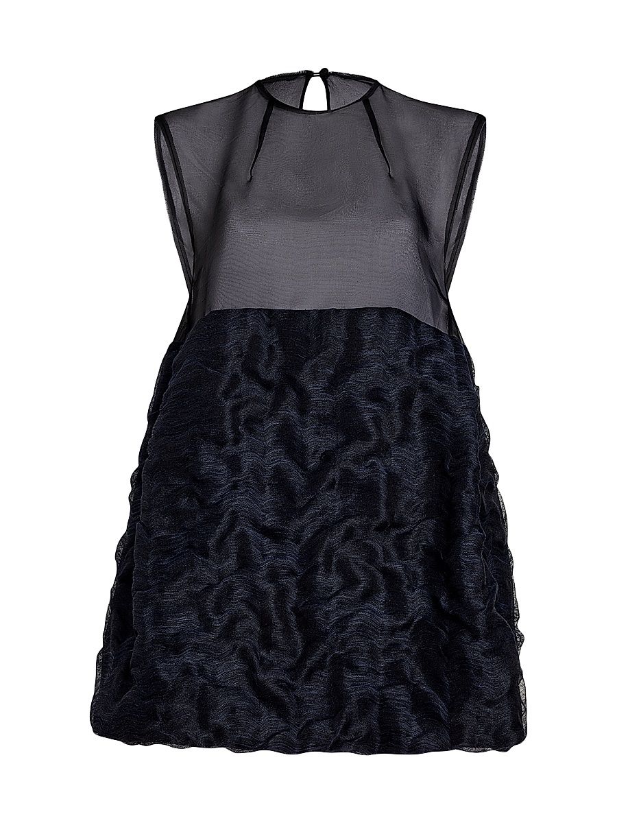 Women's Blair Linen-Blend Sheer Minidress - Dark Navy - Size Medium