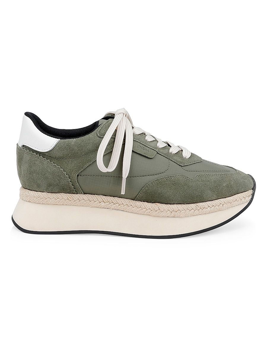 Women's Ivone Suede & Nylon Platform Sneakers - Khaki Suede - Size 10