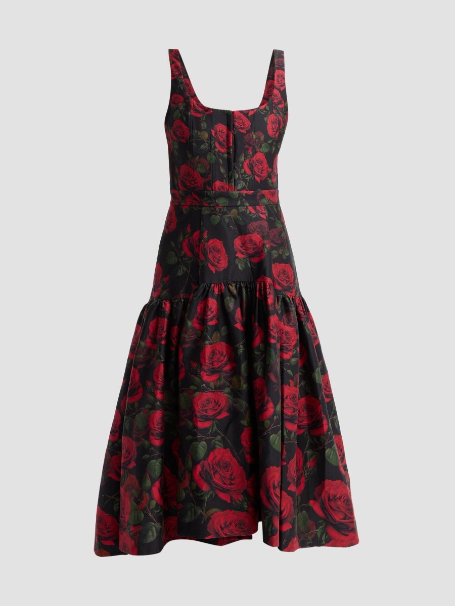 ALICE + OLIVIA Women's Diana Structured Midi Dress - Rouge Romance Black - Size 0