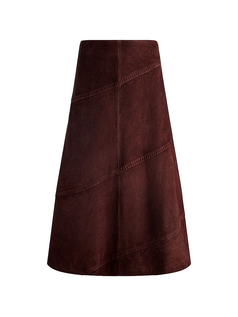 Women's Sosie Suede A-Line Midi-Skirt - Dark Chocolate - Size 10