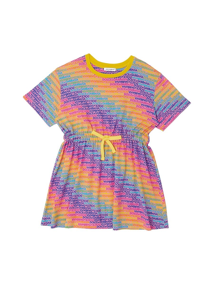 Little Girl's & Girl's Logomania Rainbow Print T-Shirt Dress - Size 12