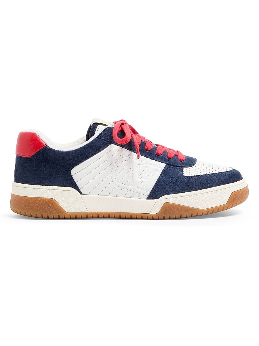 Men's Sparry Sneakers in Split Leather and Nappa - Cobalt White Coral - Size 7
