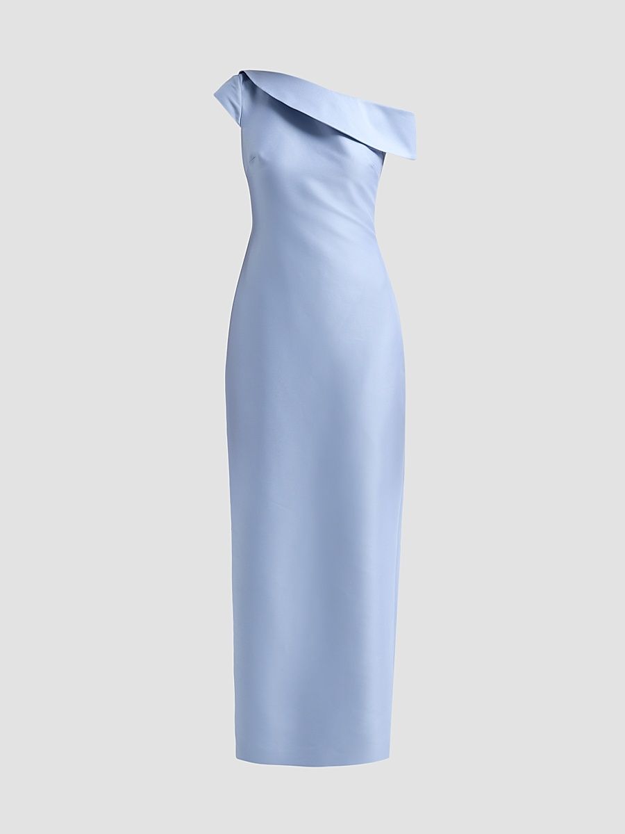 Women's One-Shoulder Mikado Gown - Mist - Size 16