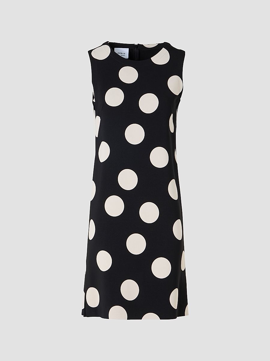 Women's Polka Dot Shift Dress - Black Cream - Size 16