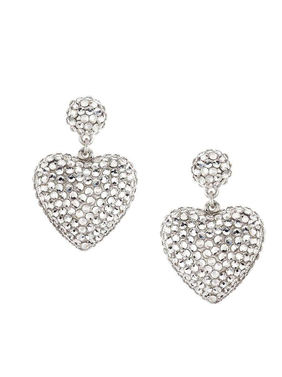 Women's Heart & Soul Silvertone & Cubic Zirconia Heart Drop Earrings - Vintage Silver