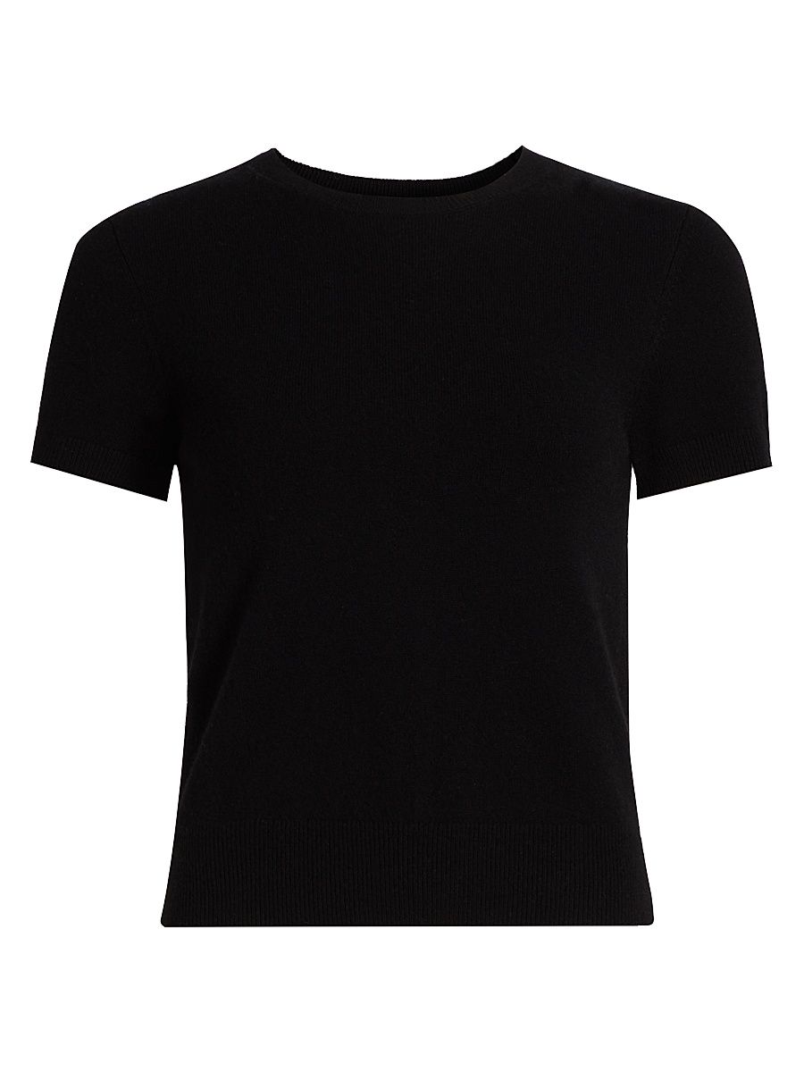 Women's Wool & Cashmere Short-Sleeve Sweater - Black - Size XXS