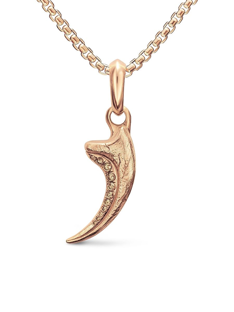 Men's Raptor Claw Amulet in 18K Rose Gold with Cognac Diamonds, 27.3MM - Cognac Diamond