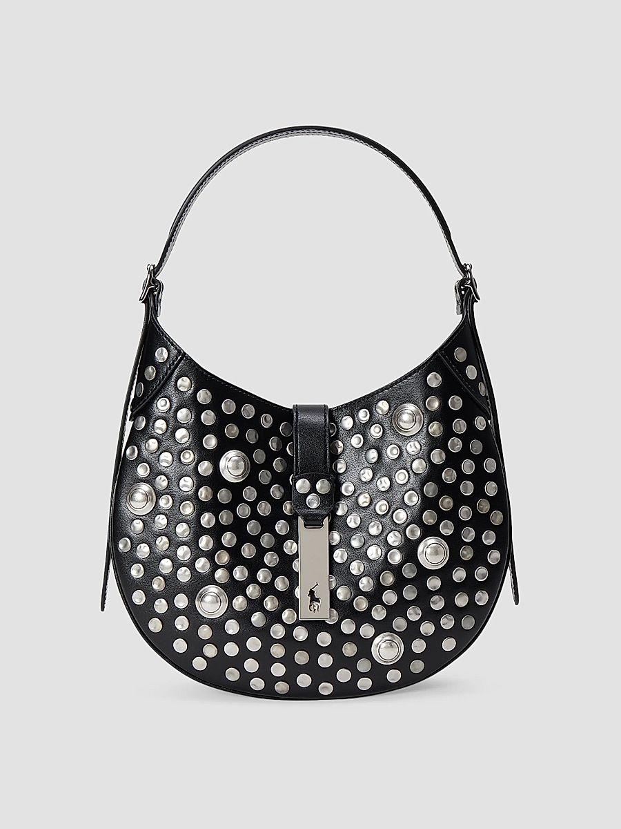 Polo Ralph Lauren Women's Polo ID Stud Small Leather Shoulder Bag - Black