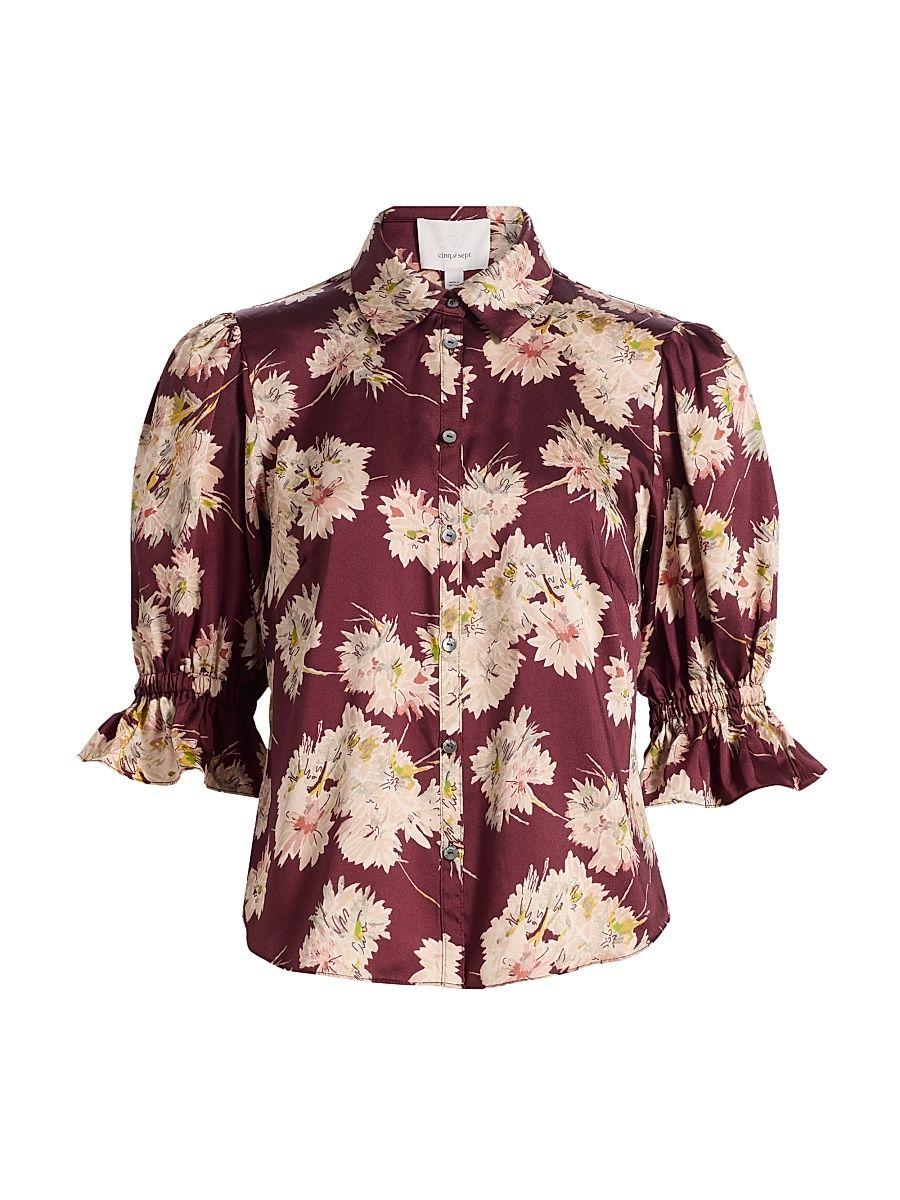 Women's Mae Bouquet Fiona Top - Wineberry Multi - Size XL