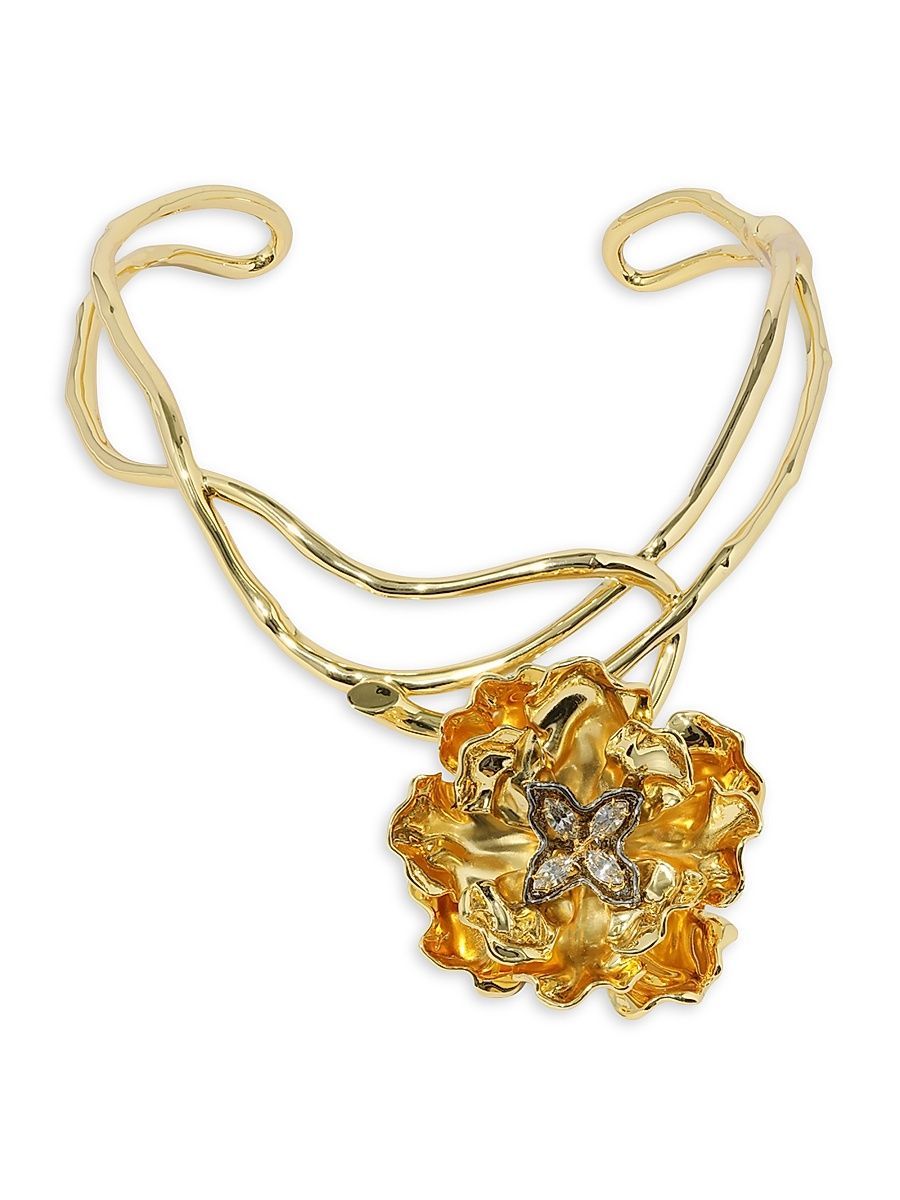 Women's Jardin 14K-Gold-Plated & Crystal Rose Collar Necklace - Crystals