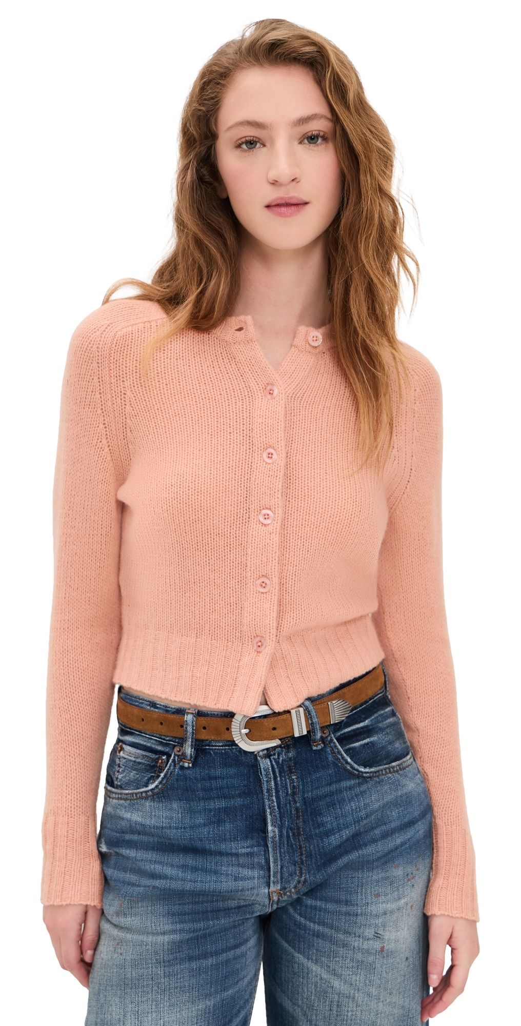 RE/DONE Slim Cashmere Cardigan Papaya M