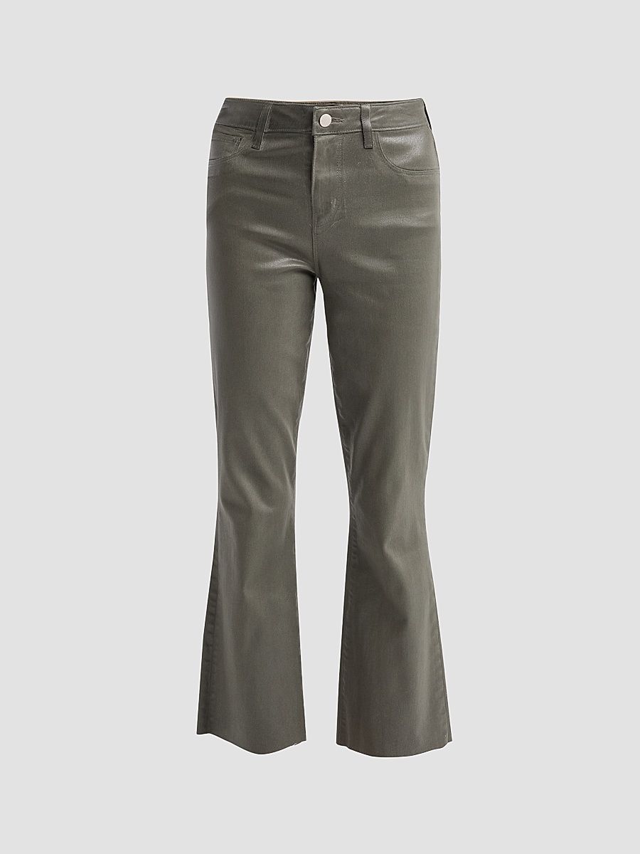 Women's Kendra High-Rise Crop Flare Jeans - Ash Olive Coated - Size 32