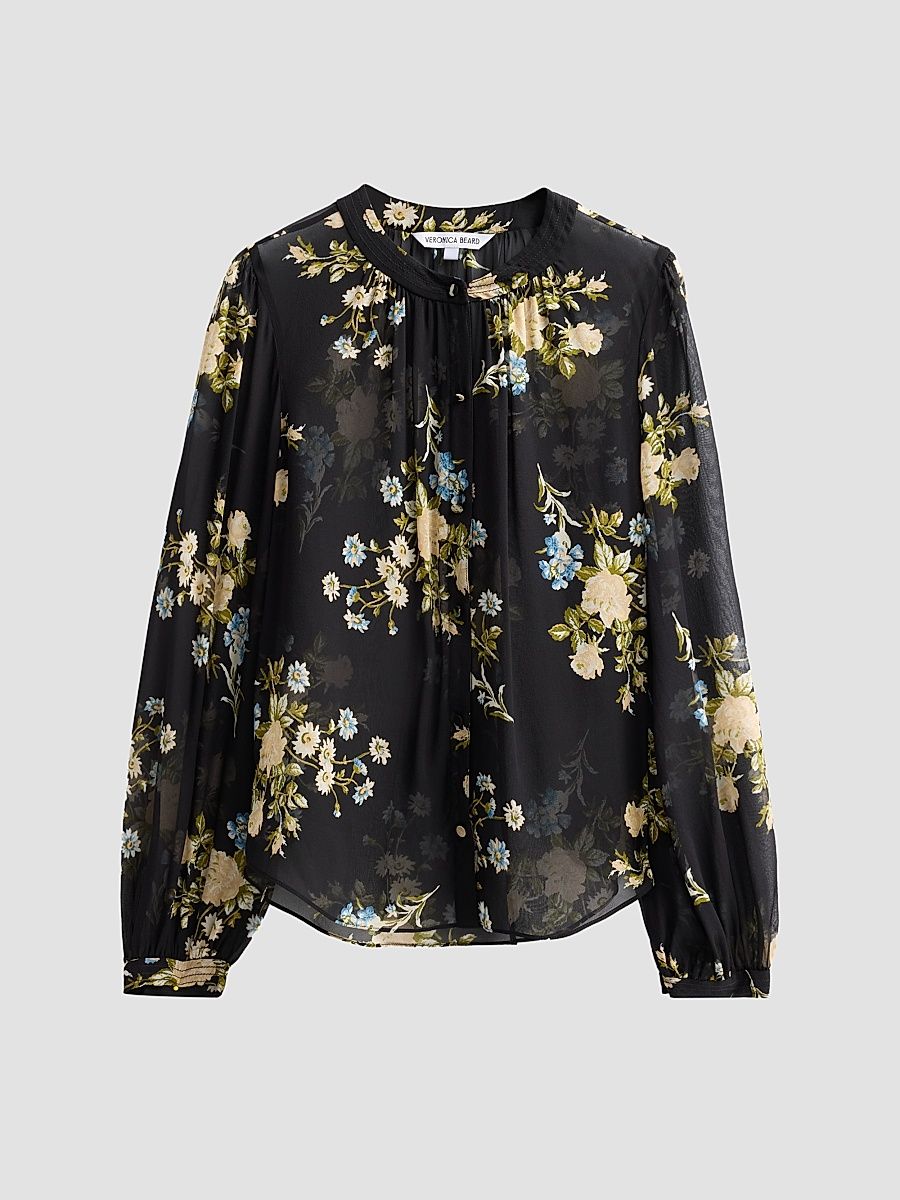 Women's Ashlynn Floral Silk Blouse - Black Multi - Size 00