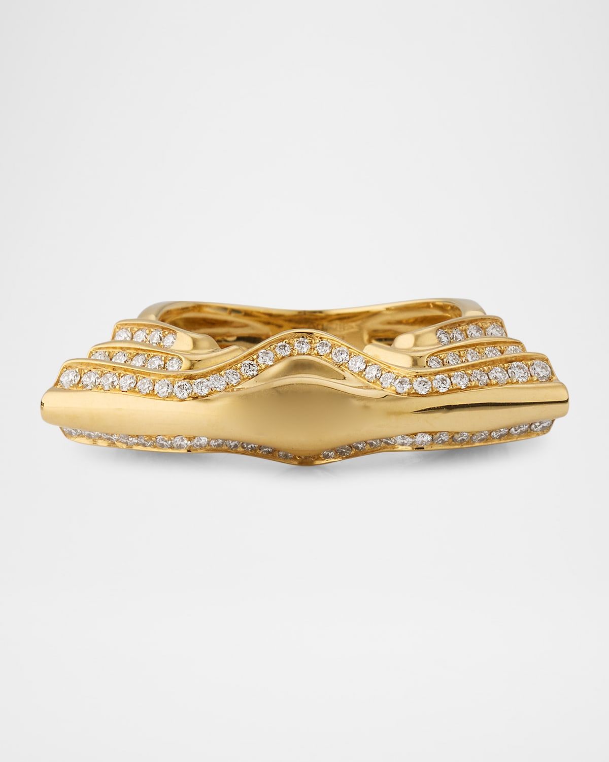 18K Yellow Gold Diamond White Crow Lotus Ring