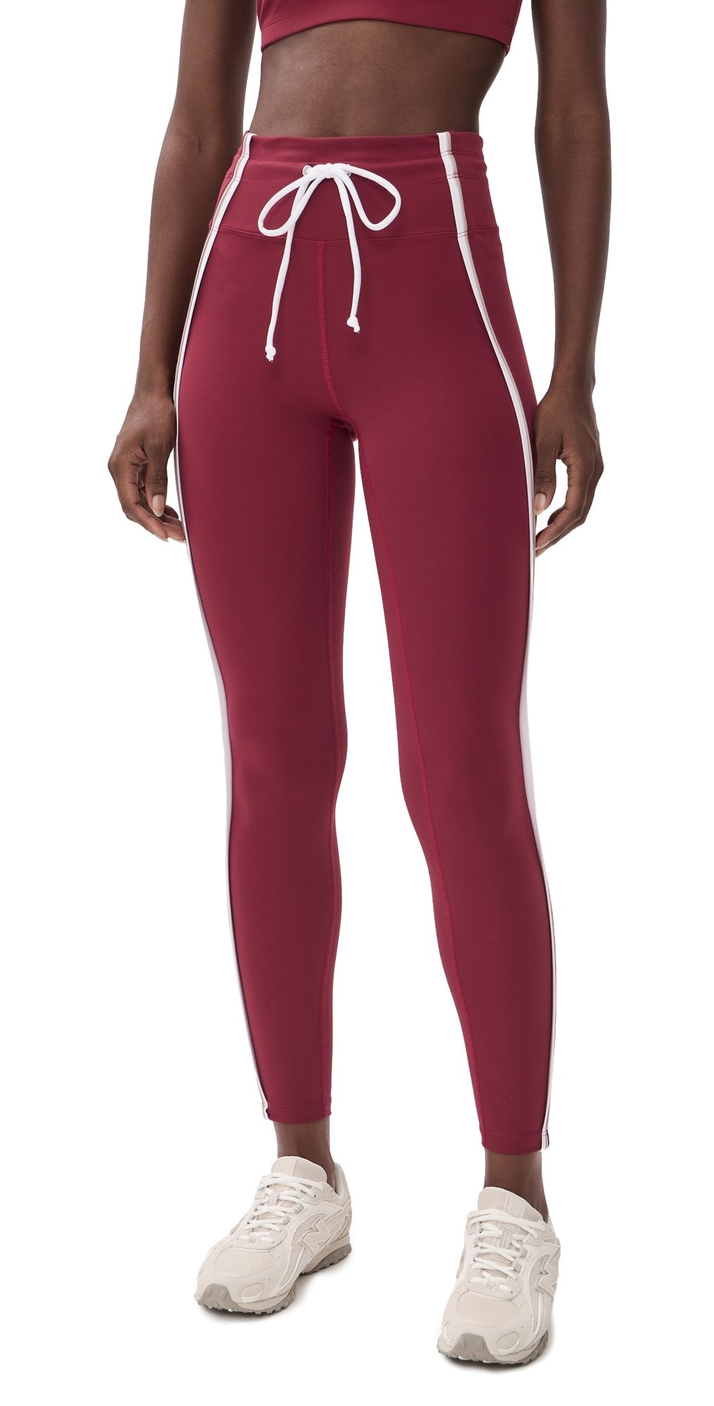 Year of Ours Sport Double Lines Leggings Maroon/White/Tan M