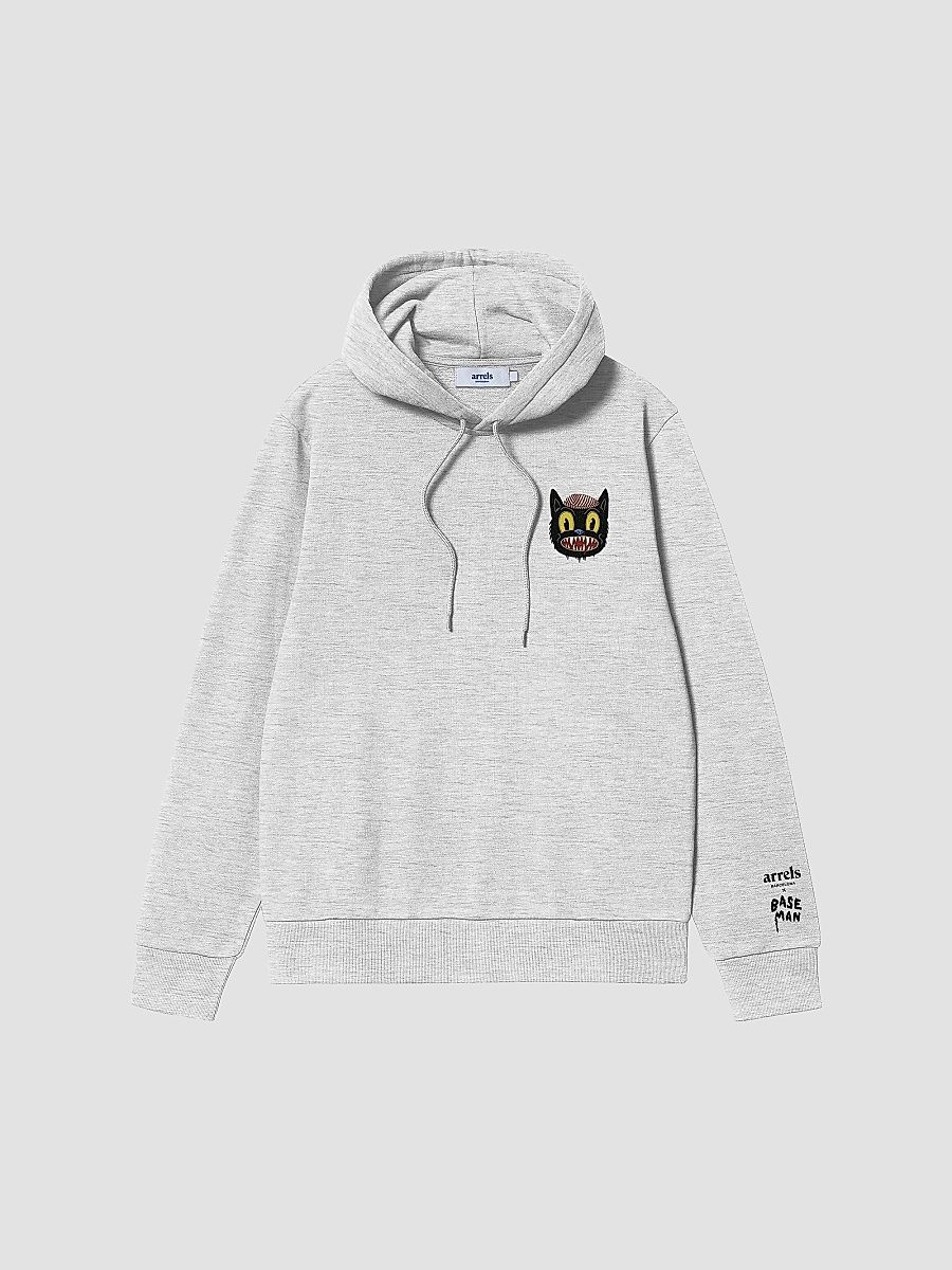 Arrels Barcelona Men's Small Cat Cotton Hoodie - Gray - Size XXL