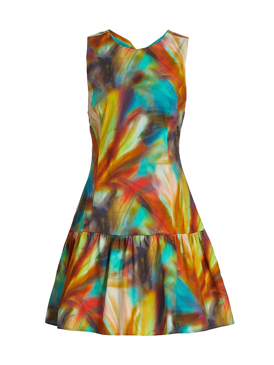 Women's Marilyn Abstract Print Cotton Minidress - Fauna - Size XL