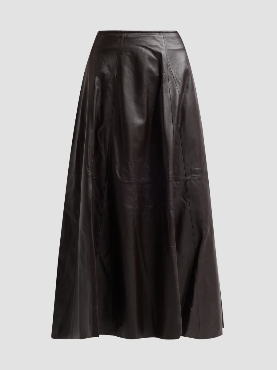 Arma Women's Eleni Leather Midi Skirt - Coffee Bean - Size 14