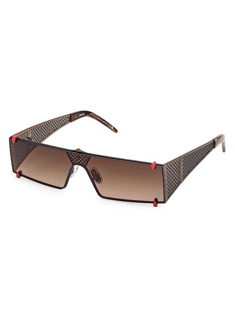 Women's Textured Mesh Shield Sunglasses - Bronze Brown