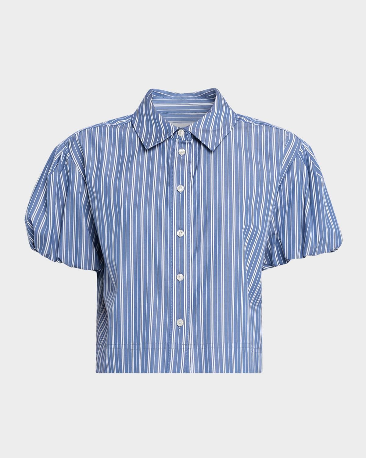 Elza Stripe Puff-Sleeve Shirt