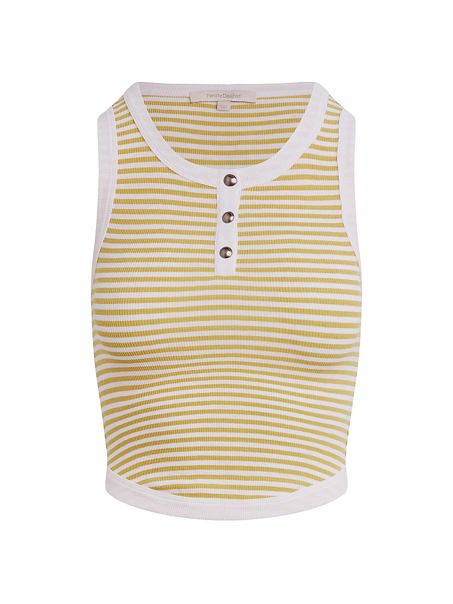 Women's The Foundation Striped Tank - Golden White Strip - Size Large