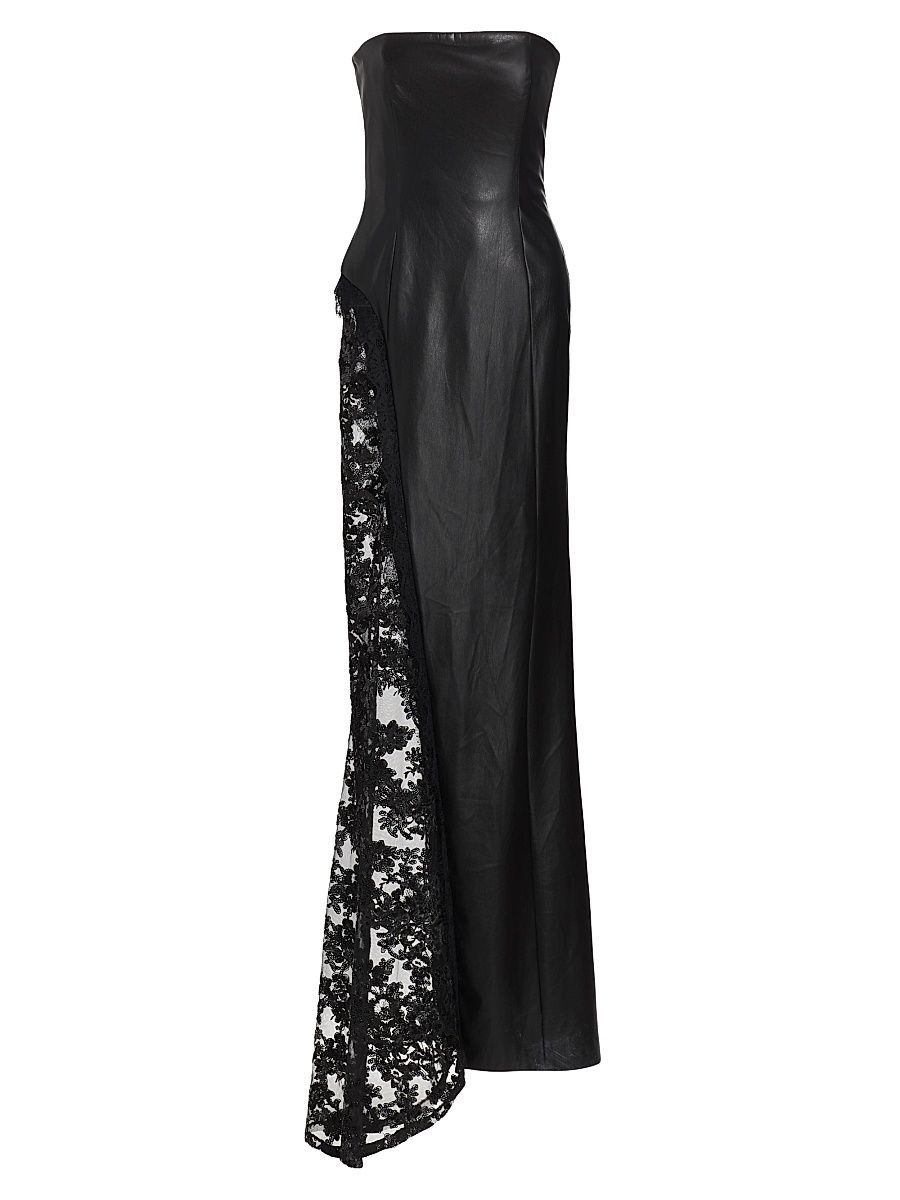 Women's Retha Strapless Vegan Leather & Sequined Gown - Black - Size 6