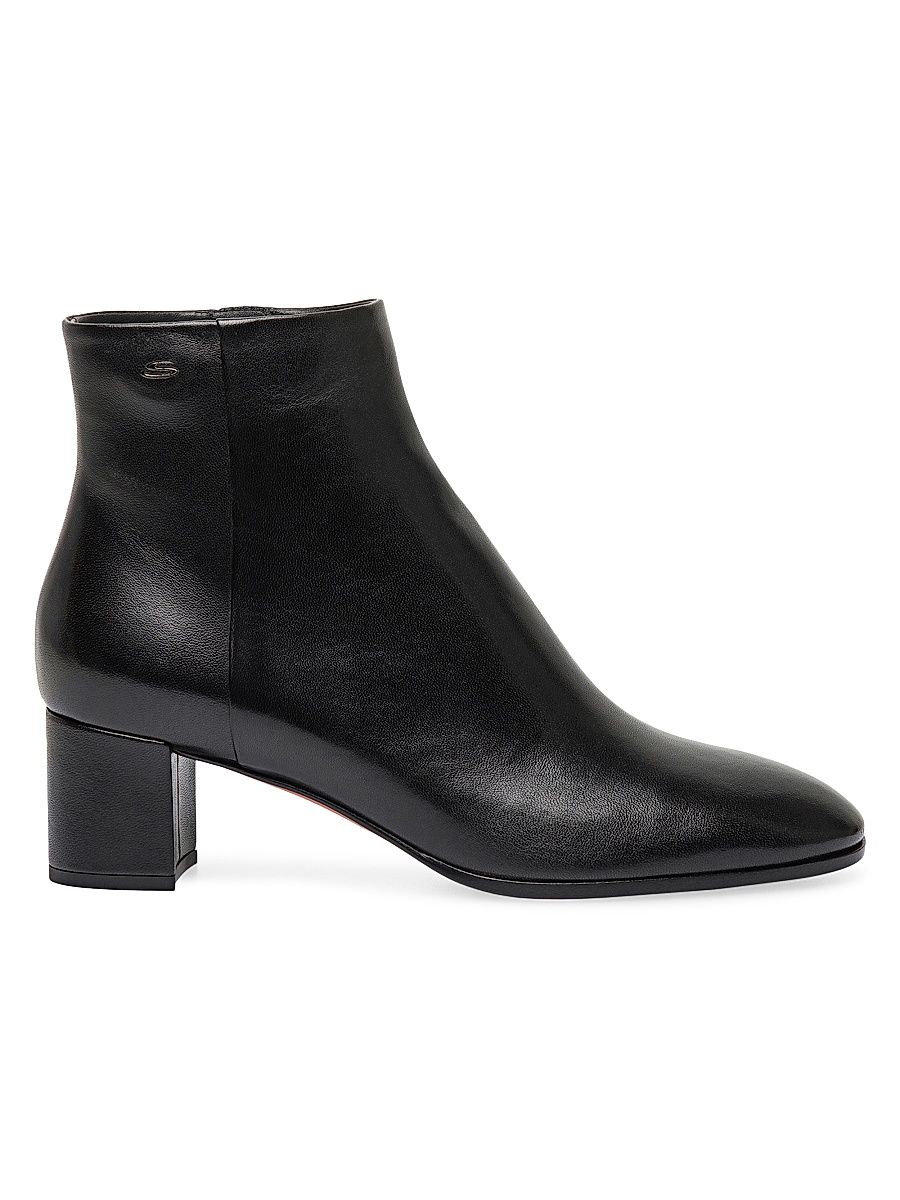 Women's 50MM Side-Zip Leather Booties - Black - Size 12