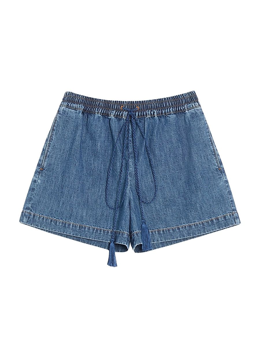 Women's Denim Chambray Shorts - Blue - Size 10
