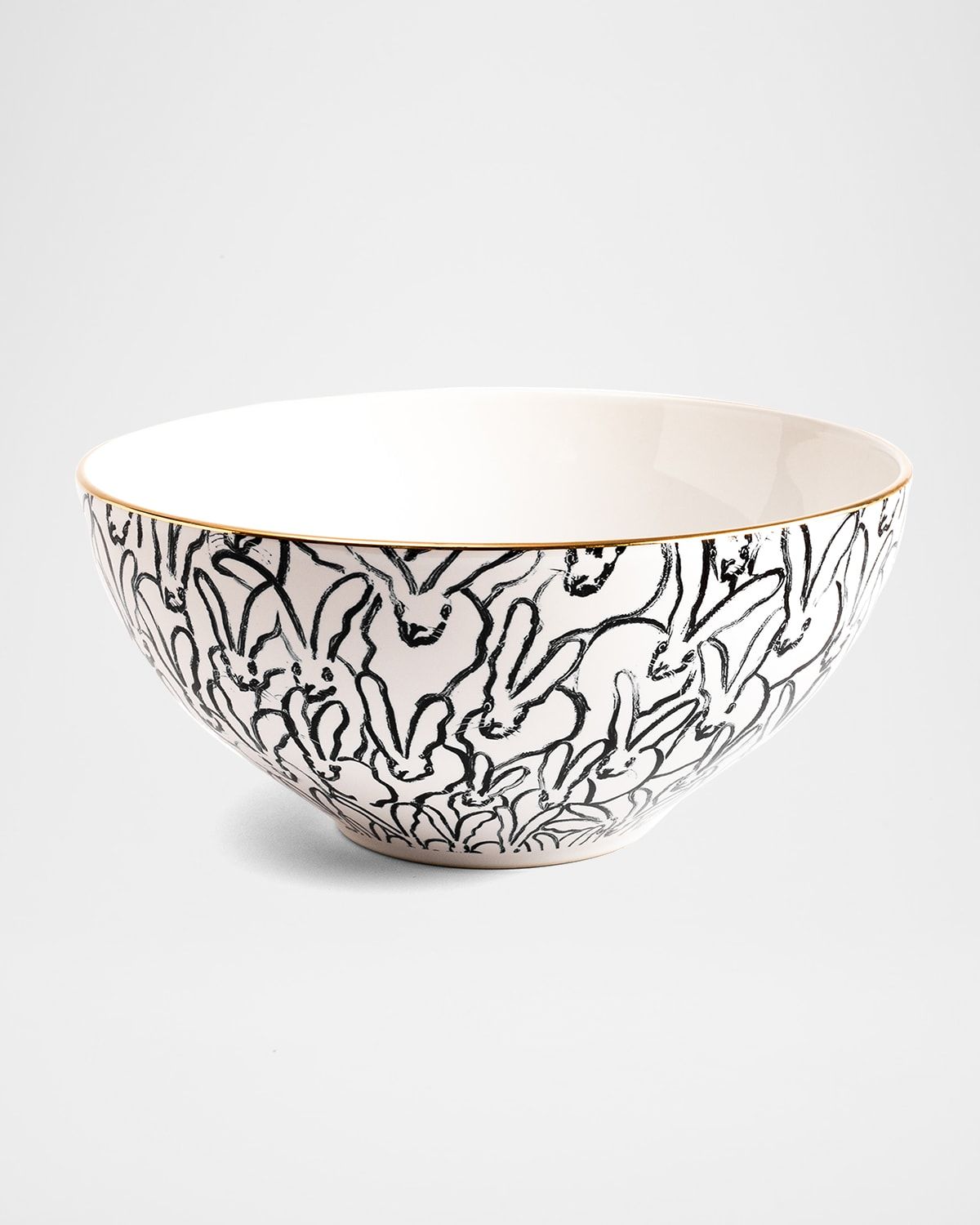 Rabbit Run Serving Bowl with Gold Rim