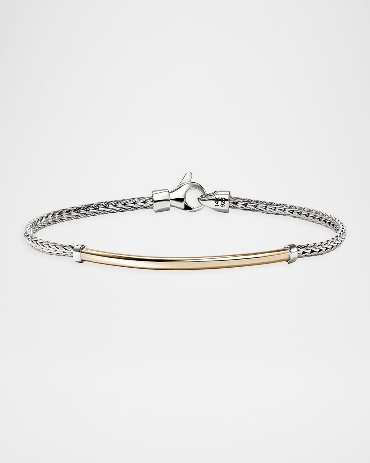 JH Essential 14K Yellow Gold and Sterling Silver Chain Bracelet, 2.5mm