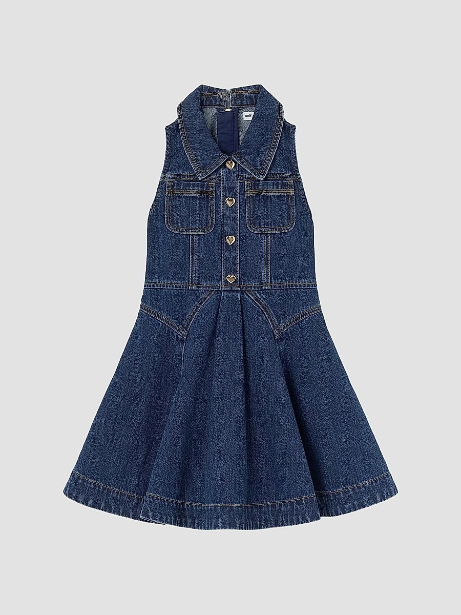 Little Girl's & Girl's Denim Sleeveless Dress - Blue - Size 10