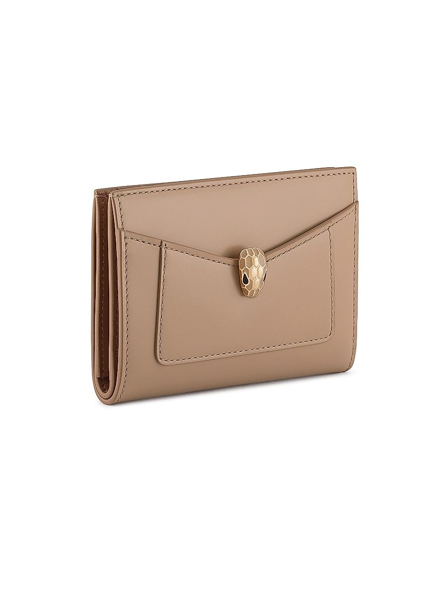 Women's Serpenti Forever Leather Card Holder - Travertine