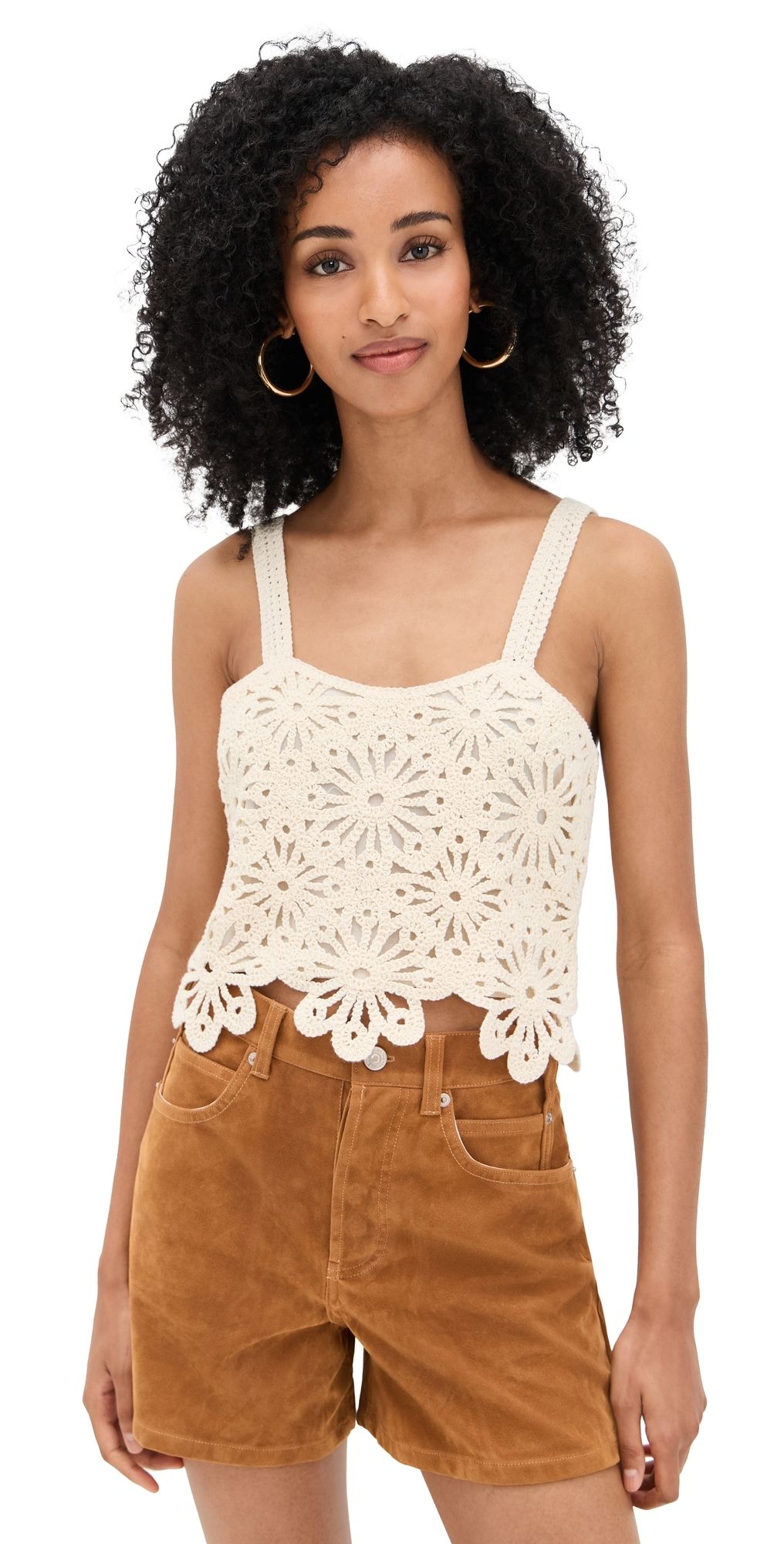 LE BOP Crochet Tank Antique White L