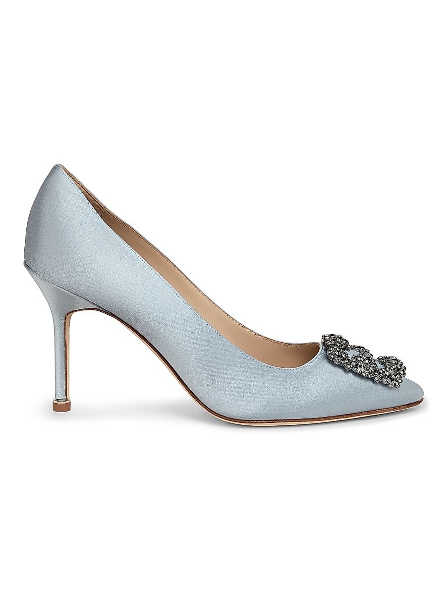 Women's Hangisi 90MM Embellished Satin Pumps - Blue - Size 5.5