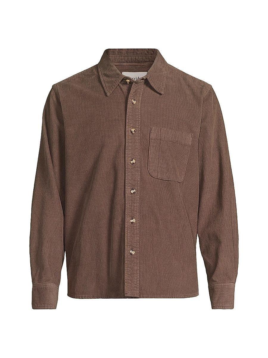 Men's Cotton Corduroy Shirt - Brown - Size XXL
