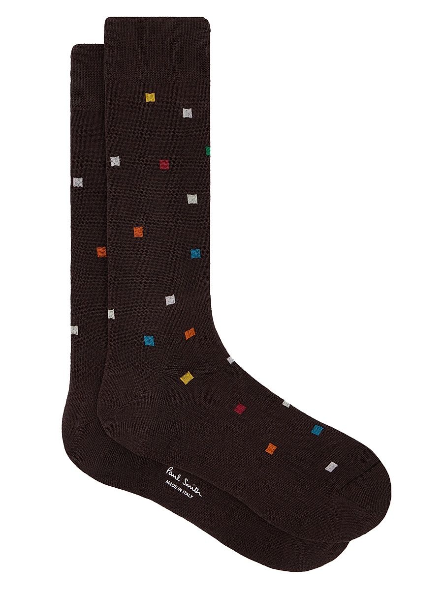 Men's 2-Pack Noah Signature Square Pattern Socks - Grey Brown