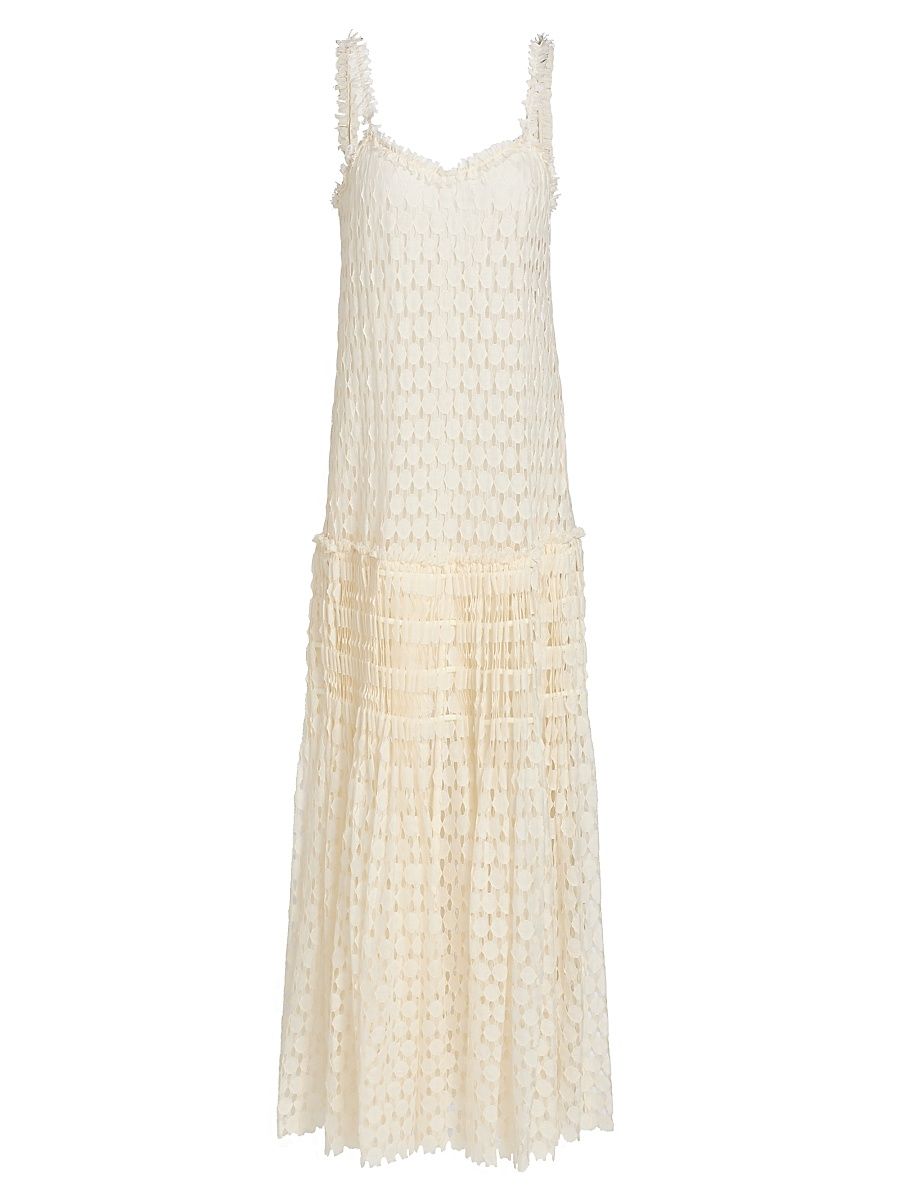 Women's Sigrid Cotton-Blend Lace Gown - Chalk - Size 00